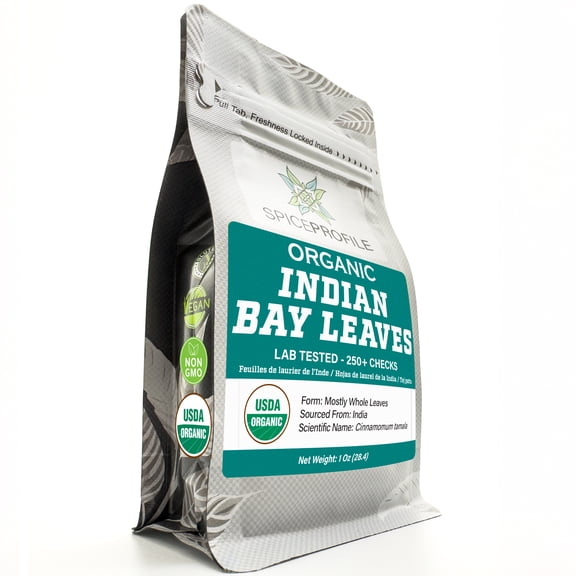 Spice Profile USDA Organic Bay Leaves, Lab Tested for Heavy Metals, Resealable 1oz Pouch, Tej Patta, Hojas de Laurel