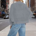 thumbnail image 3 of XPMWRP Women's Cropped Crochet Cardigan Coats Batwing Long Sleeve Knit Open Front Solid Color Fashion Jackets Gray M, 3 of 8