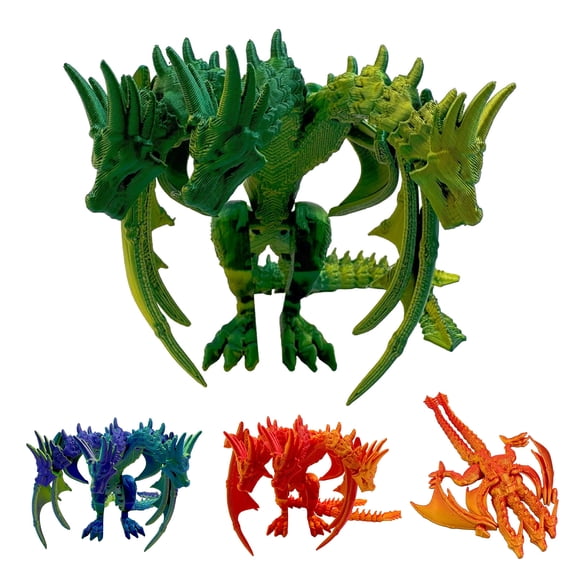 KGJQ 3D Printed Dragon Figurine with Movable Joints, Flexible Articulated Dragon Toy, Desk Ornament, Creative Gift for Dragon Lovers, Boys, Desk Shelf Decor