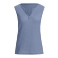 thumbnail image 4 of Summer Tops for Women Fashion V Neck Shirts Sleeveless Solid Knit Loose Fitting Tee Tops Ladies Christmas T Shirt with Woman Body Turtleneck Shirt Long Sleeve Womens Casual Shirts Blue L, 4 of 5