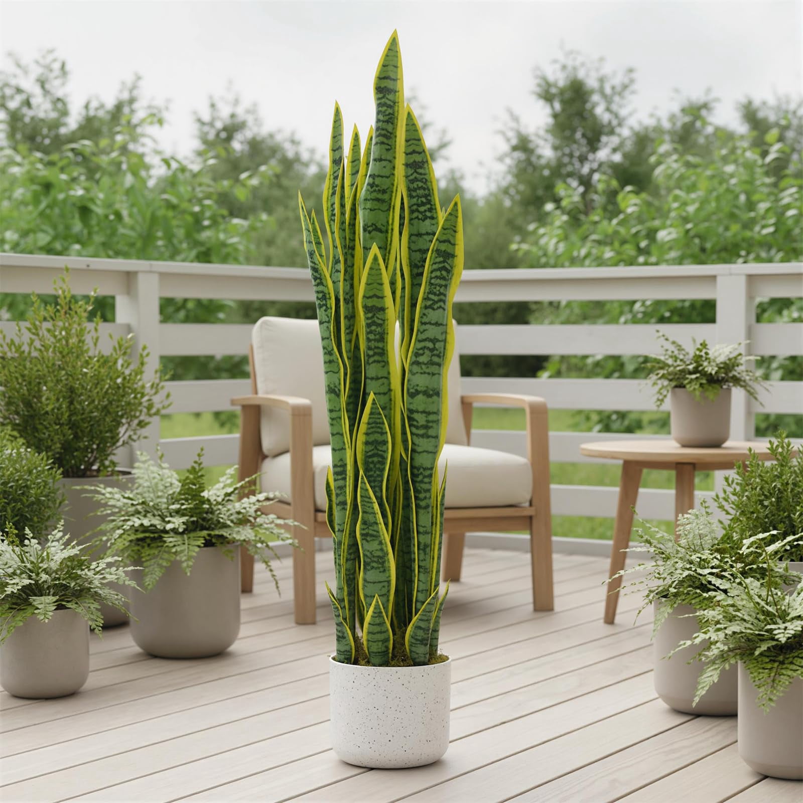 QinaQin 3 ft Tall Fake Snake Plant in Pot, Large Potted Artificial Sansevieria Mother in Law Tongue Plant, No Assembly Required for Living Room Hallway Entryway
