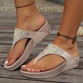thumbnail image 2 of Bmisegm Women Sandals Fashion New Pattern Water Diamond Decoration Thick Bottom Wedge Flip Flop Comfortable Summer Beach Slippers Sandals Women Summer Beige 7.5, 2 of 9