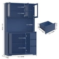 thumbnail image 2 of Homfa 70.9'' Kitchen Pantry Cabinet with Charging Station and LED Light, 3 Drawers Buffet Storage Cabinet with Glass Doors and Adjustable Shelves, Blue, 2 of 7