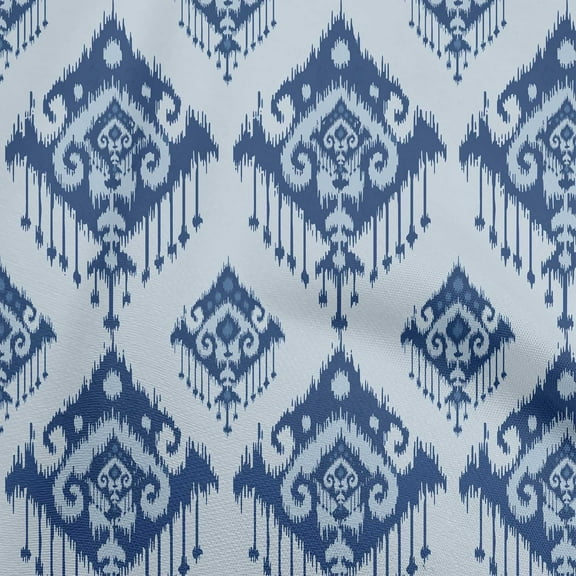 oneOone Polyester Spandex Dark Blue Fabric Asian Ikat Diy Clothing Quilting Fabric Print Fabric By Yard 56 Inch Wide