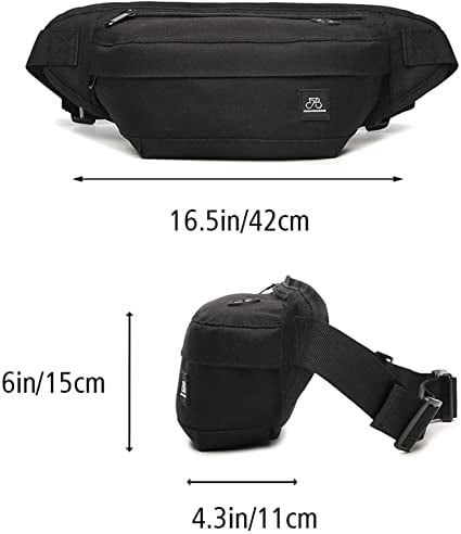 Fanny Pack for Women Men Waist Bag Pack with Headphone Jack and Zipper  Adjustable Strap for Outdoors & Gym Black.