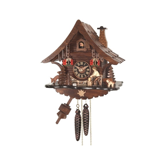 Cuckoo Clock Black Forest house with moving wood chopper EN 471