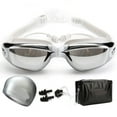 thumbnail image 1 of Swim Goggles Set, Integrated Silicone Earplugs Swimming Equipments  For Beach Electroplating Silver, 1 of 8