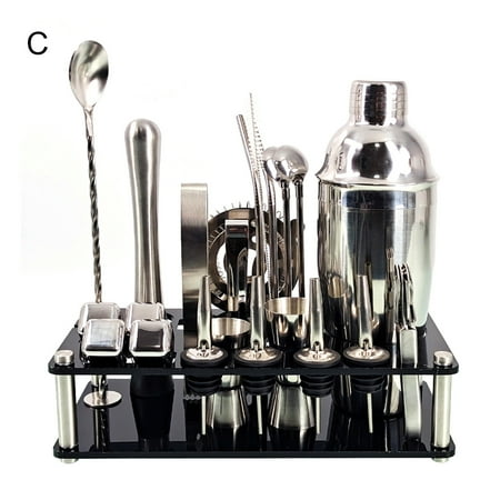 

Meizhencang 23Pcs/Set Bartender Kit Professional Versatility Stainless Steel Martini Cocktail Shaker with Stand Bar Accessories