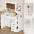 thumbnail image 6 of Homall Makeup Vanity Desk with LED Lighted Mirror and Power Outlet, Stylish Functional Vanity Table for with 4 Drawers and 3 Shelves for Bedroom, White, 6 of 7