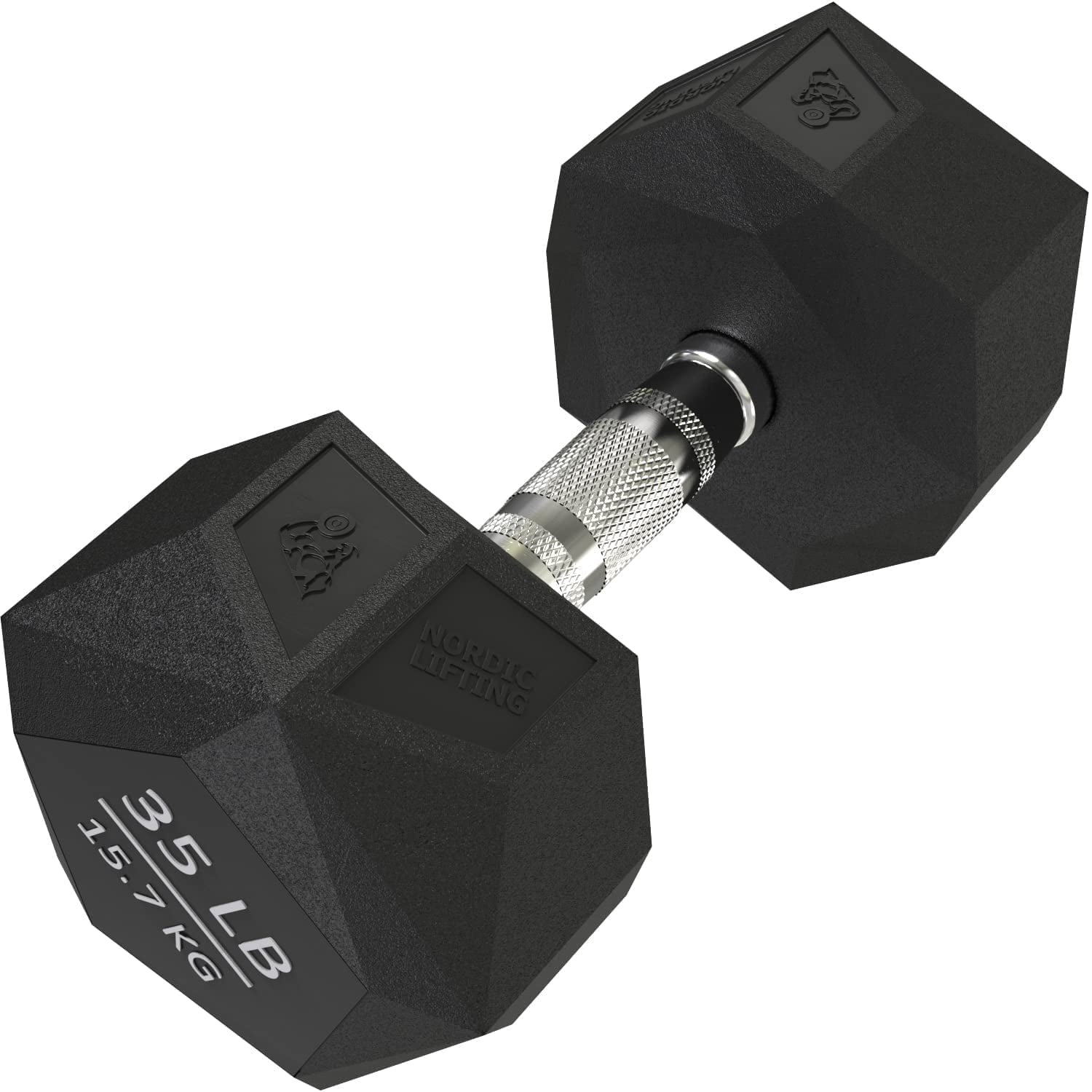 Nordic Lifting Hex Dumbbell Prism Rubber Encased Cast Iron 60 lb