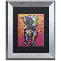 Trademark Fine Art 'Puppy Love' Canvas Art by Dean Russo, Black Matte, Silver Frame