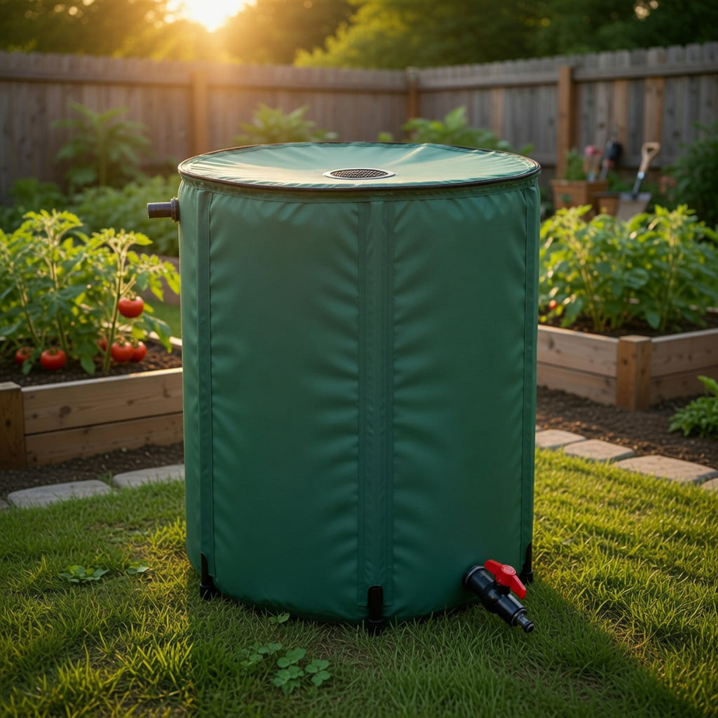 Topcobe 53 Gallon Portable Collapsible Rain Barrel Water Collector, Portable Rain Collection System