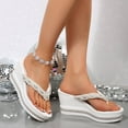 thumbnail image 3 of Dakaela Women's Platform Flip Flop Rhinestones Arch Support Summer Thong Sandals Soft Cushion Slippers, 3 of 7