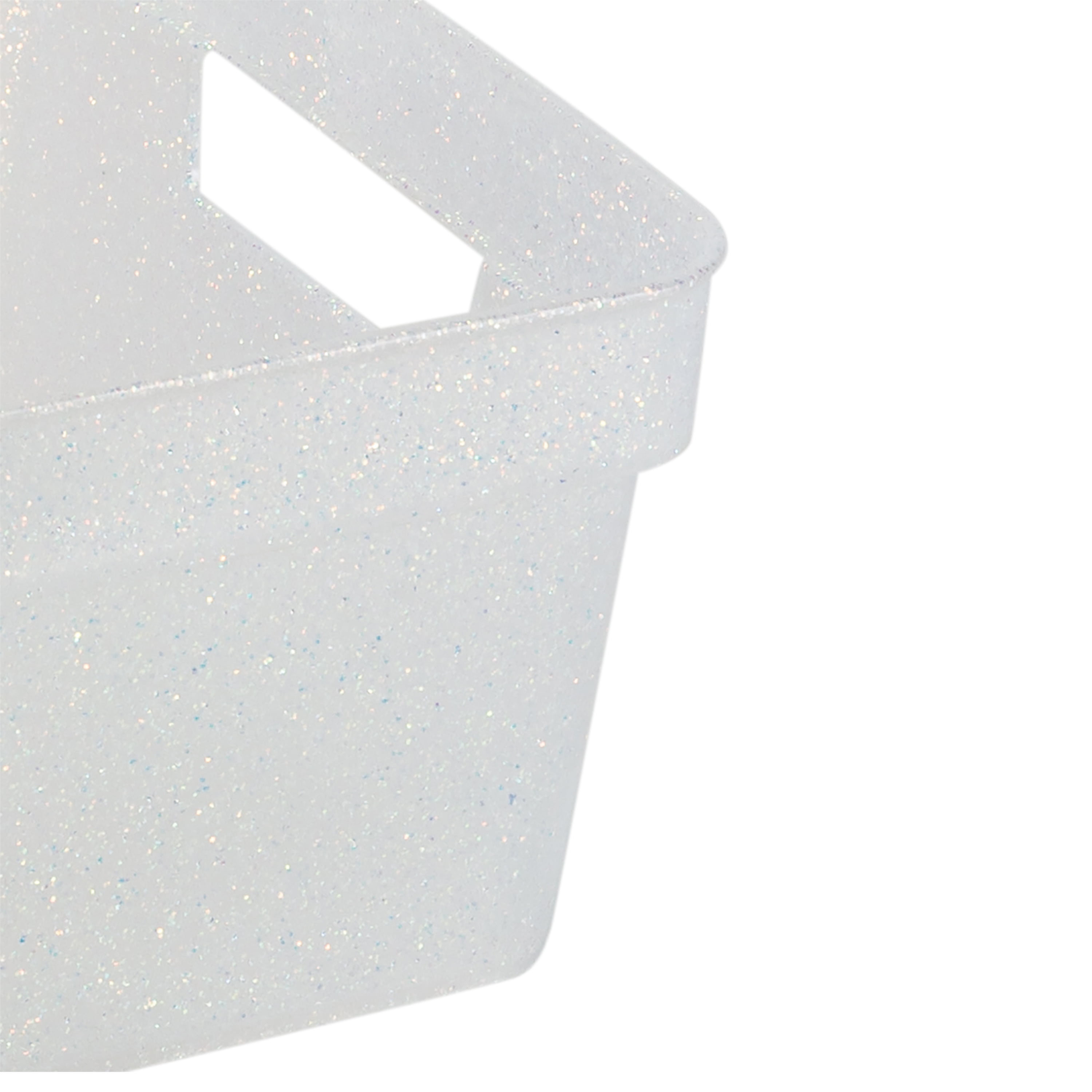 Simplify 3 Pack Small Polypropylene Glitter Storage Tote Baskets, Clear