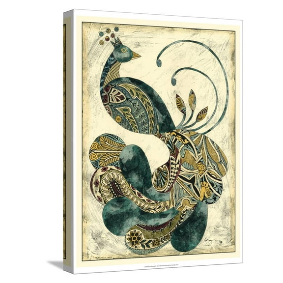 Art.com Royal Peacock Stretched Canvas Print Wall Art by Chariklia Zarris, 12" x 16"