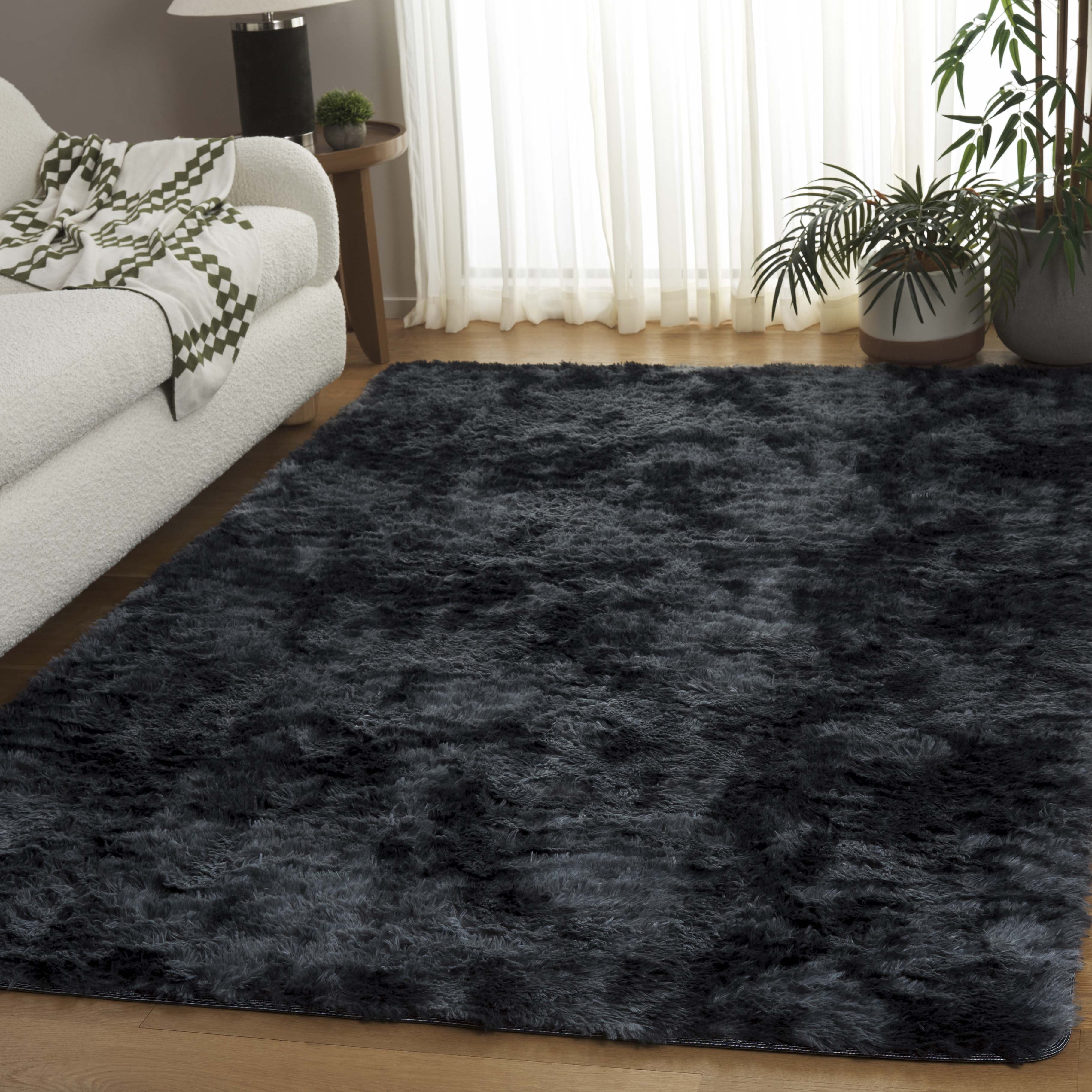 SAFAVIEH Rainbow Jaki Abstract Shag Area Rug, Dark Gray, 5' x 7'