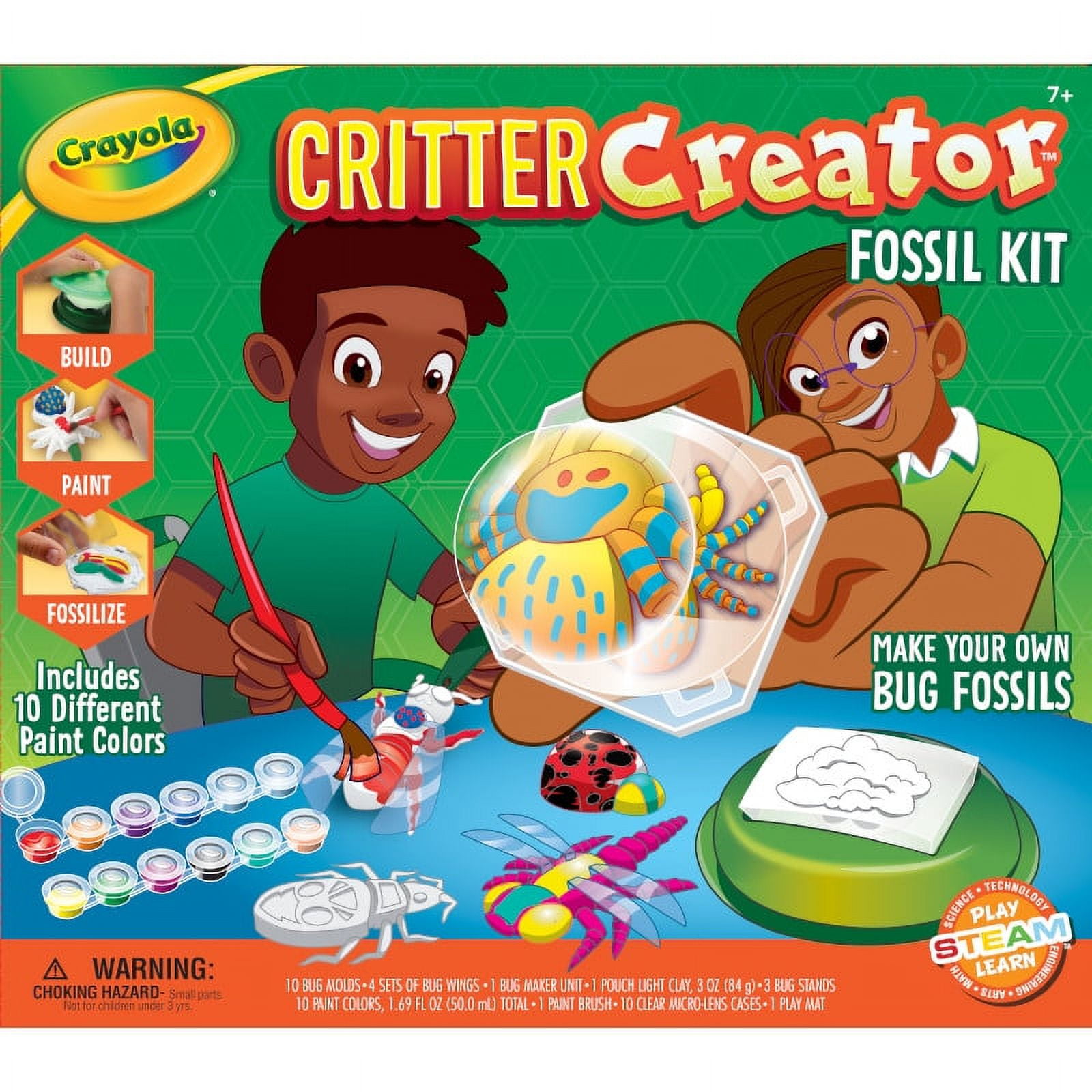 Crayola Metallic Clay Art Kit with Paints, Science Gifts for Kids, Fossil Molds, Bug Toys, Craft Set, Ages 7+