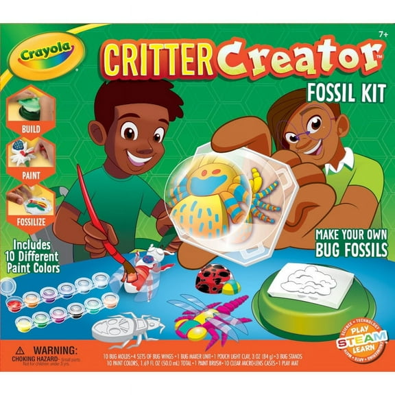 Crayola Metallic Clay Art Kit with Paints, Science Gifts for Kids, Fossil Molds, Bug Toys, Craft Set, Ages 7