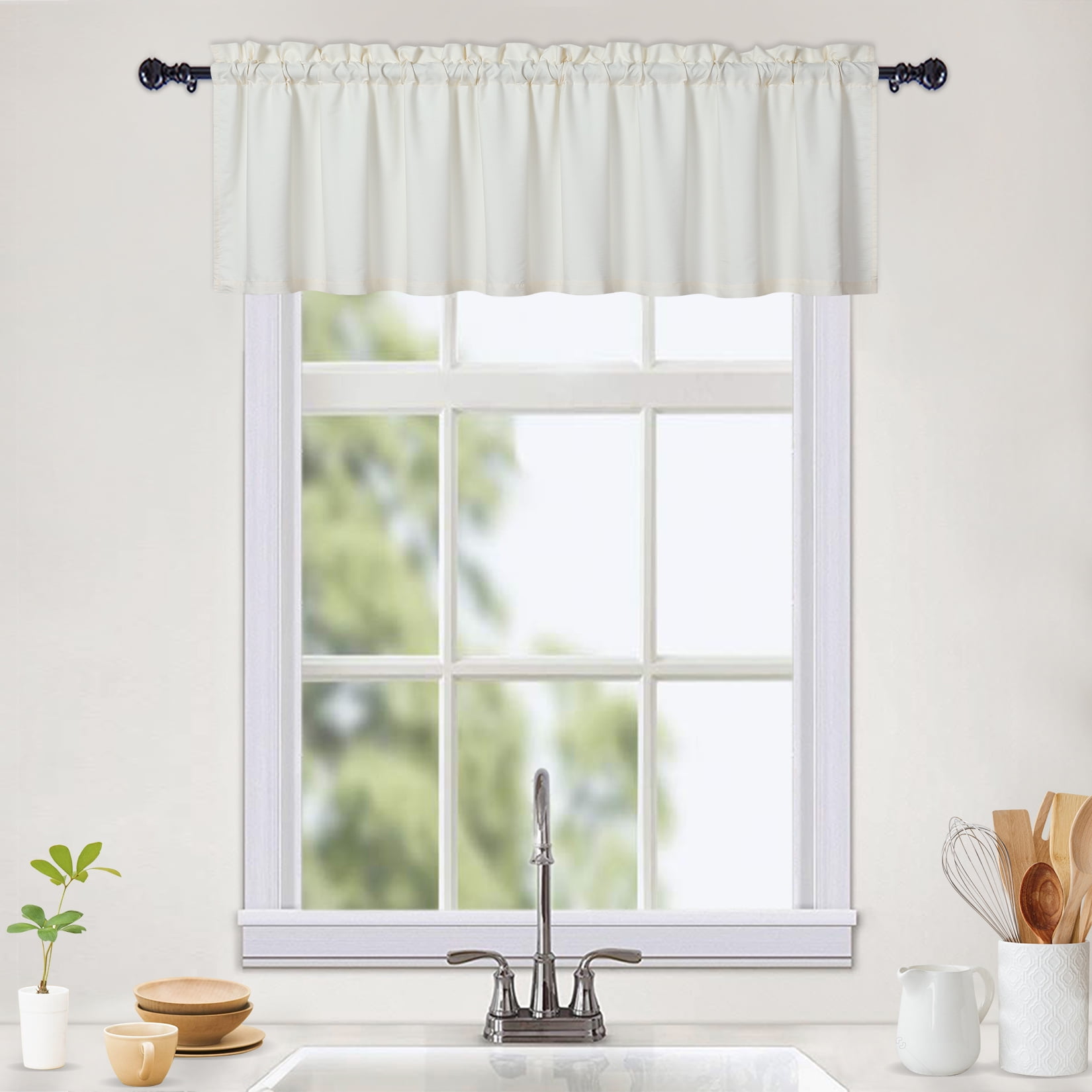 View of Oyang Cafe Curtains,100% Water Repellent Soft Fabric Short Curtains ...