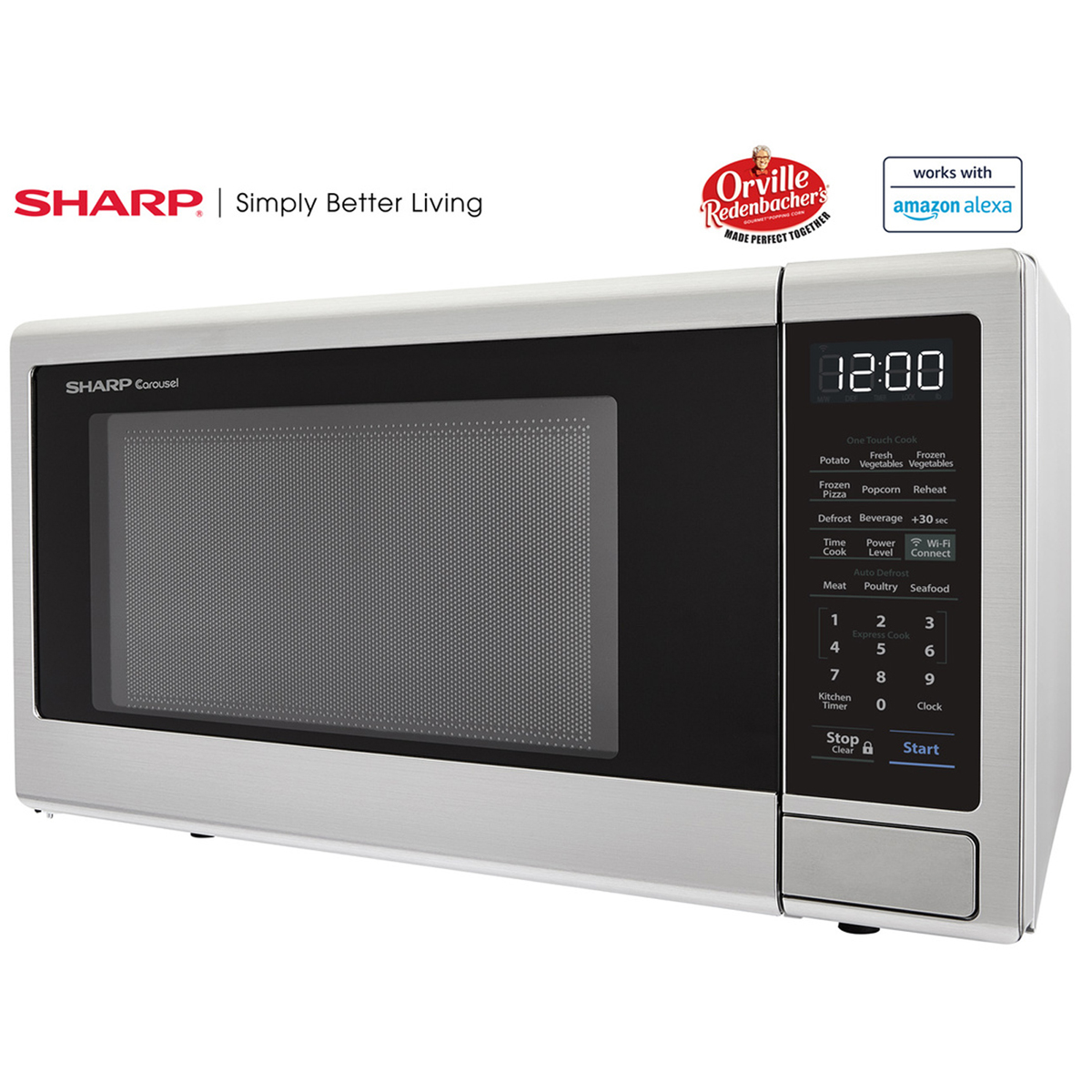 1.1 cu. ft. 1000W Sharp Stainless Steel Smart Carousel Countertop Microwave Oven (SMC1139FS) - image 2 of 10