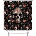 thumbnail image 2 of 4PCS Sugar Skull Shower Curtain Sets with Rugs, Waterproof Fabric Shower Curtain, Gothic Goth Scary Spooky Skeleton Blue Pink Floral Blossom Plant Leaves Wildflower Flower Bathroom Decor, 2 of 7