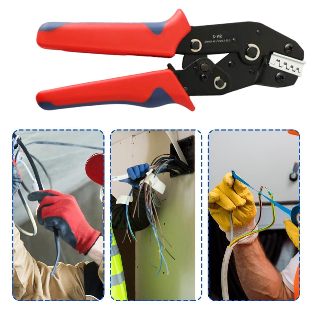 Ksruee Electrical Crimping Tool Ratcheting Cable Crimping Stripper Tool Multifunctional Wire Plier for Electrician Automotive Residential Building Industry Repair Workshop