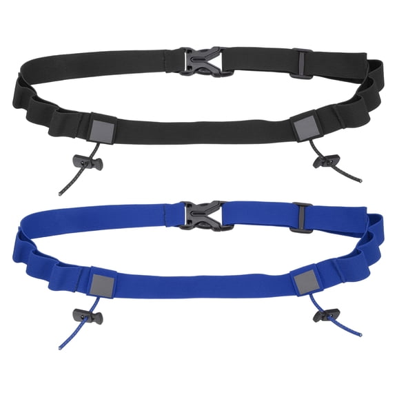 Uxcell Race Number Belt, Elastic Comfortable Running Belts with 6 Energy Gel Loops for Triathlon 2 Pcs & Black/Blue