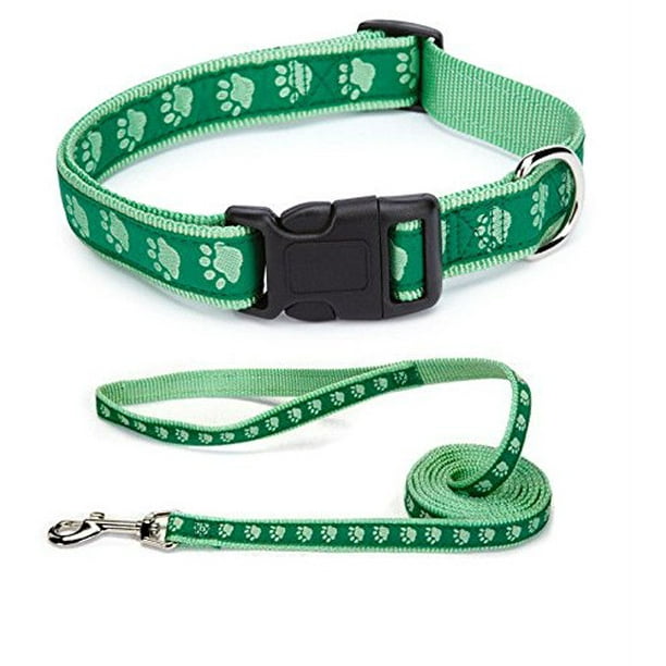 Two Tone Pawprint Matching Dog Collar & Leash Sets Stylish Paw Print
