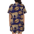 thumbnail image 4 of Womens Pajama Sets With Pocket, funny lip Leopard print blue Lounge Sets Short Sleeve Sleepwear PJ Sets for Women, 4 of 6