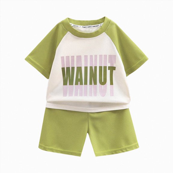 Leey-World Boys Outfit Sets 6-7 Years Summer Boys 2 Piece Athletic Outfits Short Sleeve Sport T-shirt and Shorts Summer Casual Clothes for 6-12 Years Boys Summer Outfits(Green,2-3 Years)