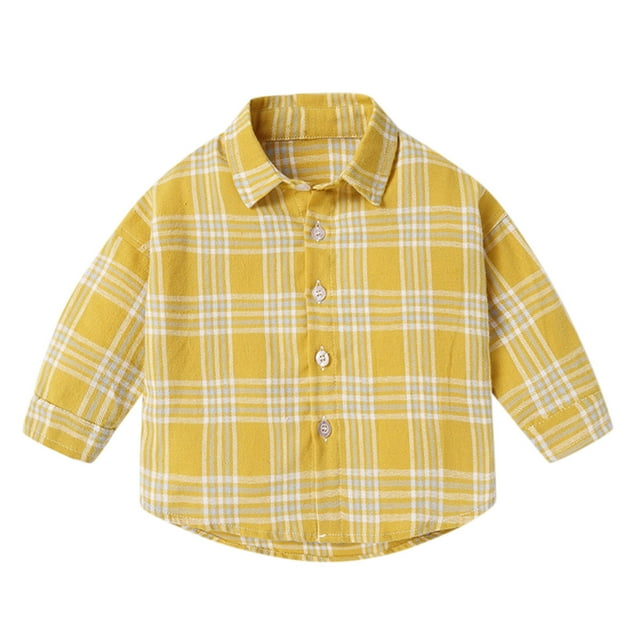 Gibobby Tirantes Para Camisa Niños niños pequeños bebés niños niñas manga larga algodón camisa a cuadros blusa Tops trajes ropa(Amarillo, 2-3 Años)