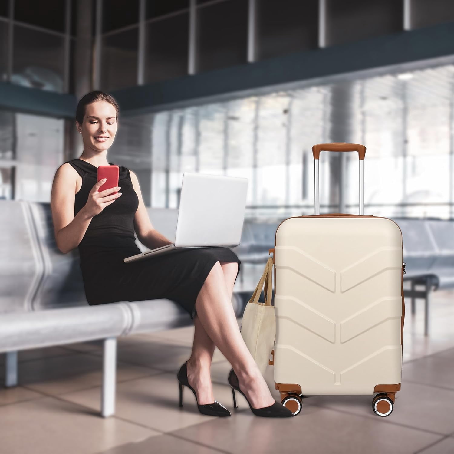 Hardside Carry On Luggage 22x14x9 Airline Approved with Spinner Wheels, Lightweight 20-inch Carry-On Suitcase for Men & Women