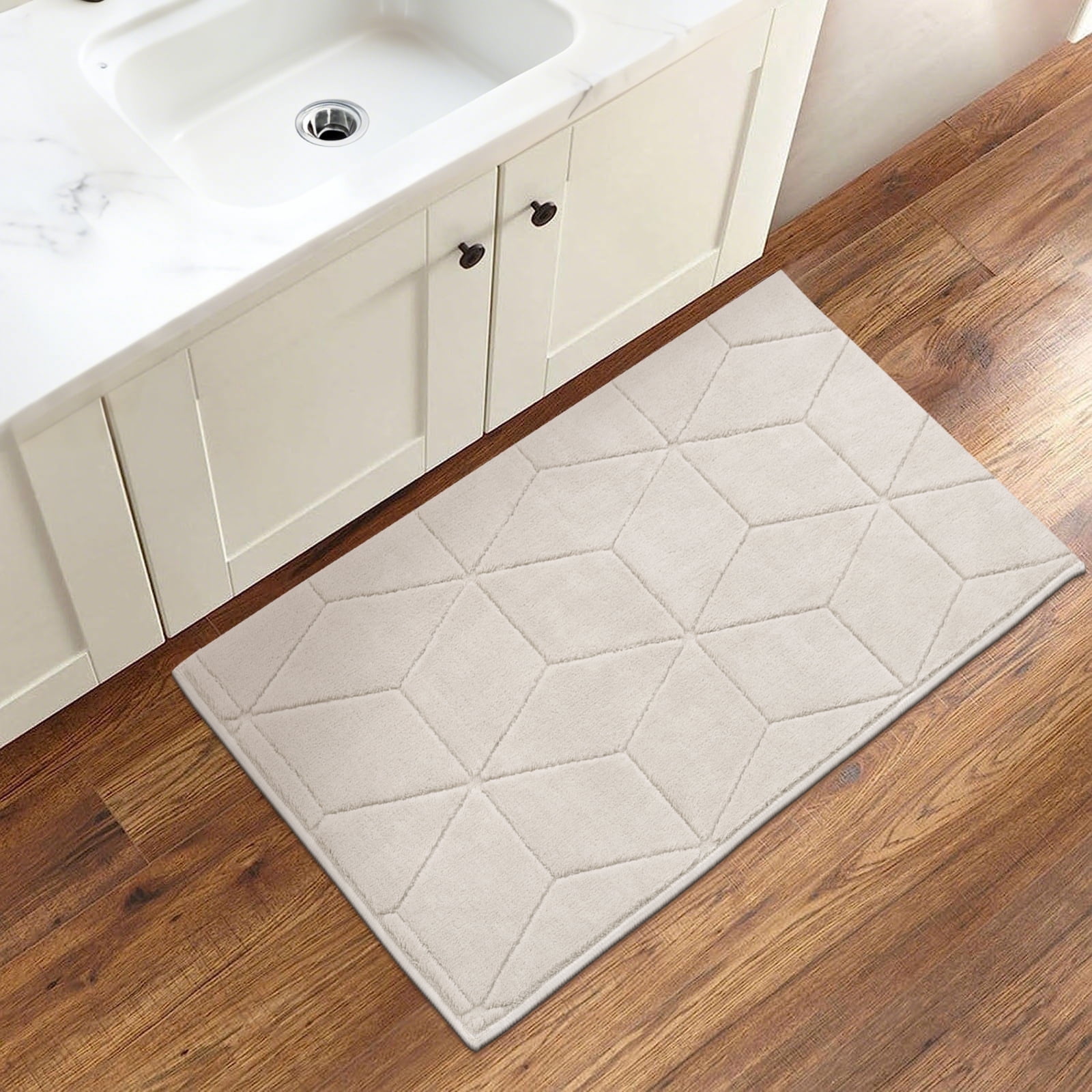 MeyJey 2'x3' Small Shag Area Rug for Living Room Modern Geometric High-Low Cut Machine Washable Rugs for Bedroom Dinning Room Office Decor Non-Slip Soft Carpet, Beige