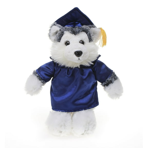 Made by Aliens Husky Plush Stuffed Animal Toys Present Gifts for Graduation Day, Personalized Text, Name or Your School Logo on Gown, Best for Any Grad School Kids 12 Inches