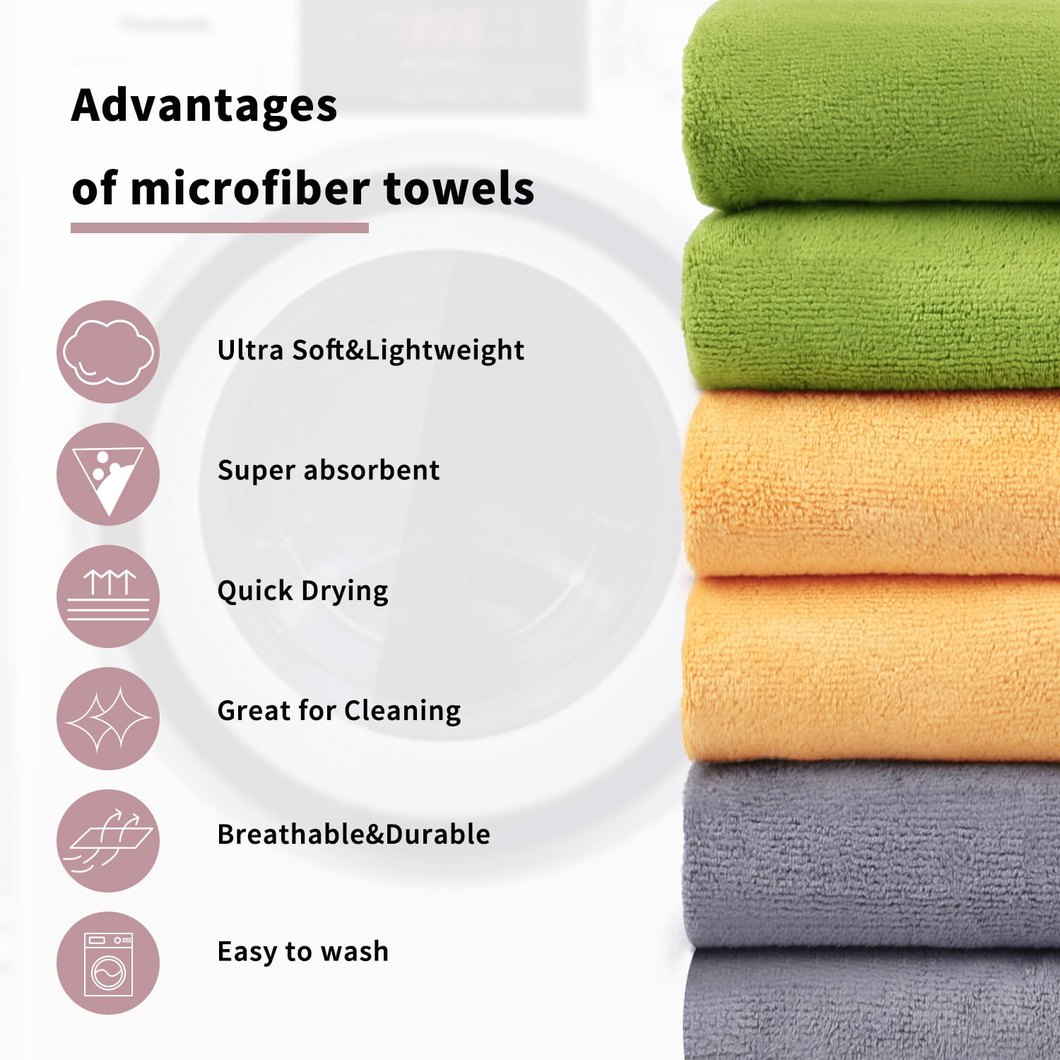 NC Microfiber Bath Towel Set of 6 - Soft Absorbent Hotel Bathroom Towels, Camel,Grey,Teal