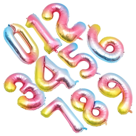 Minkissy 10Pcs Aluminum Foil Number Balloons Multi Color for Birthday and Shower Party Decor