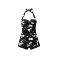 thumbnail image 3 of ZQUUVOU Modest One Piece Swimsuits for Women Halter Neck Boyleg Bathing Suit Athletic Swim Suit with Shorts Swimwear Black, 3 of 5