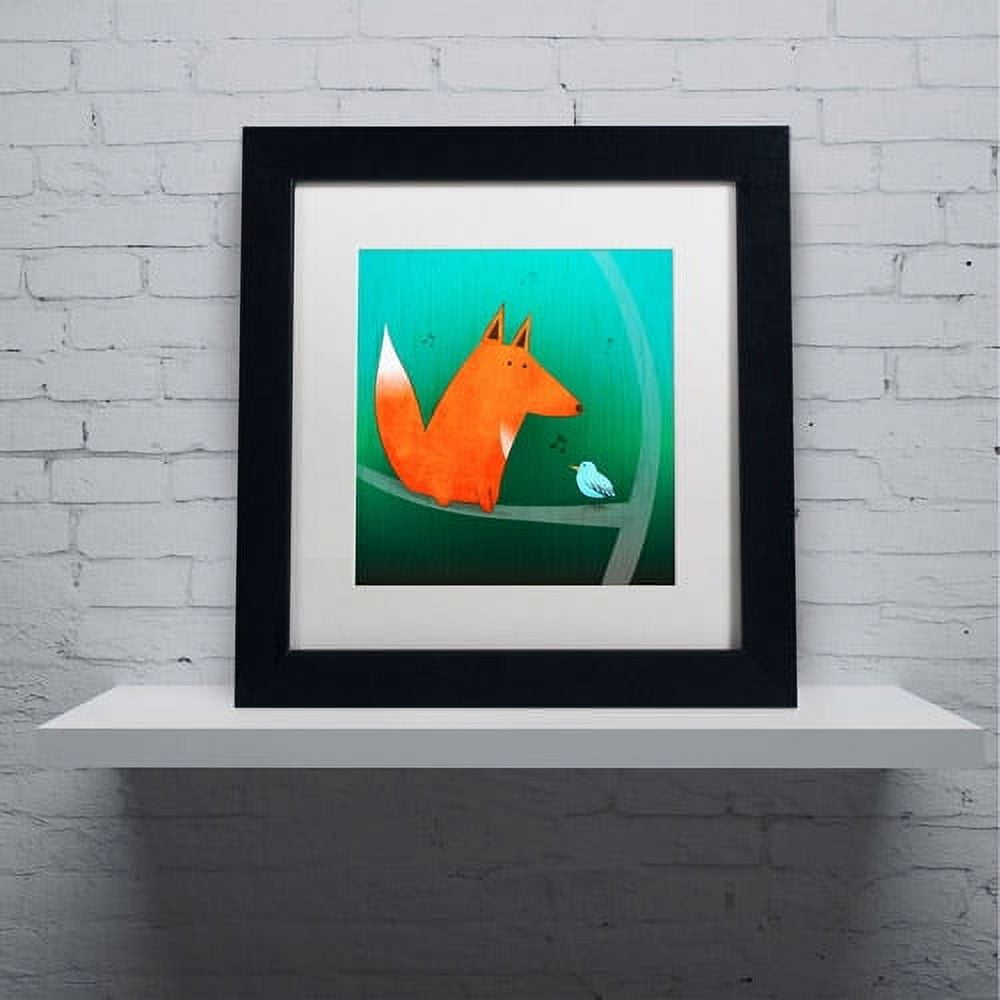 Trademark Fine Art "Fox in Tree" Canvas Art by Carla Martell, White Matte, Black Frame