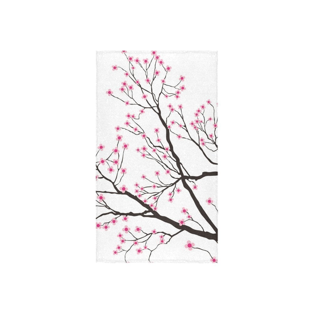 ZKGK Japanese Cherry Blossom Sakura Tree Floral Pink Flower Spring Hand Towel Bath Towels For Bathroom,Outdoor and Travel Use 16' x 28' Inche