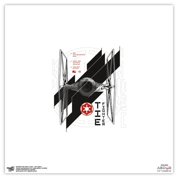 Gallery Pops Star Wars: Andor - TIE Fighter Wall Art, Unframed Version, 12" x 12"