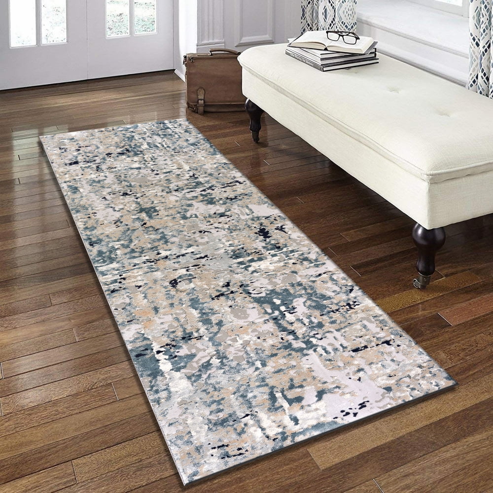 LR Home Imagine Abstract Harbour Mist & Blue 2x8 Runner Rug Walmart