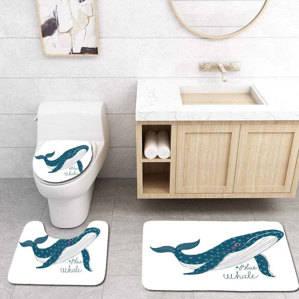 Xddja Big Beautiful Whale 3 Piece Bathroom Rugs Set Bath Rug Contour Mat And Toilet Lid Cover Walmart Canada