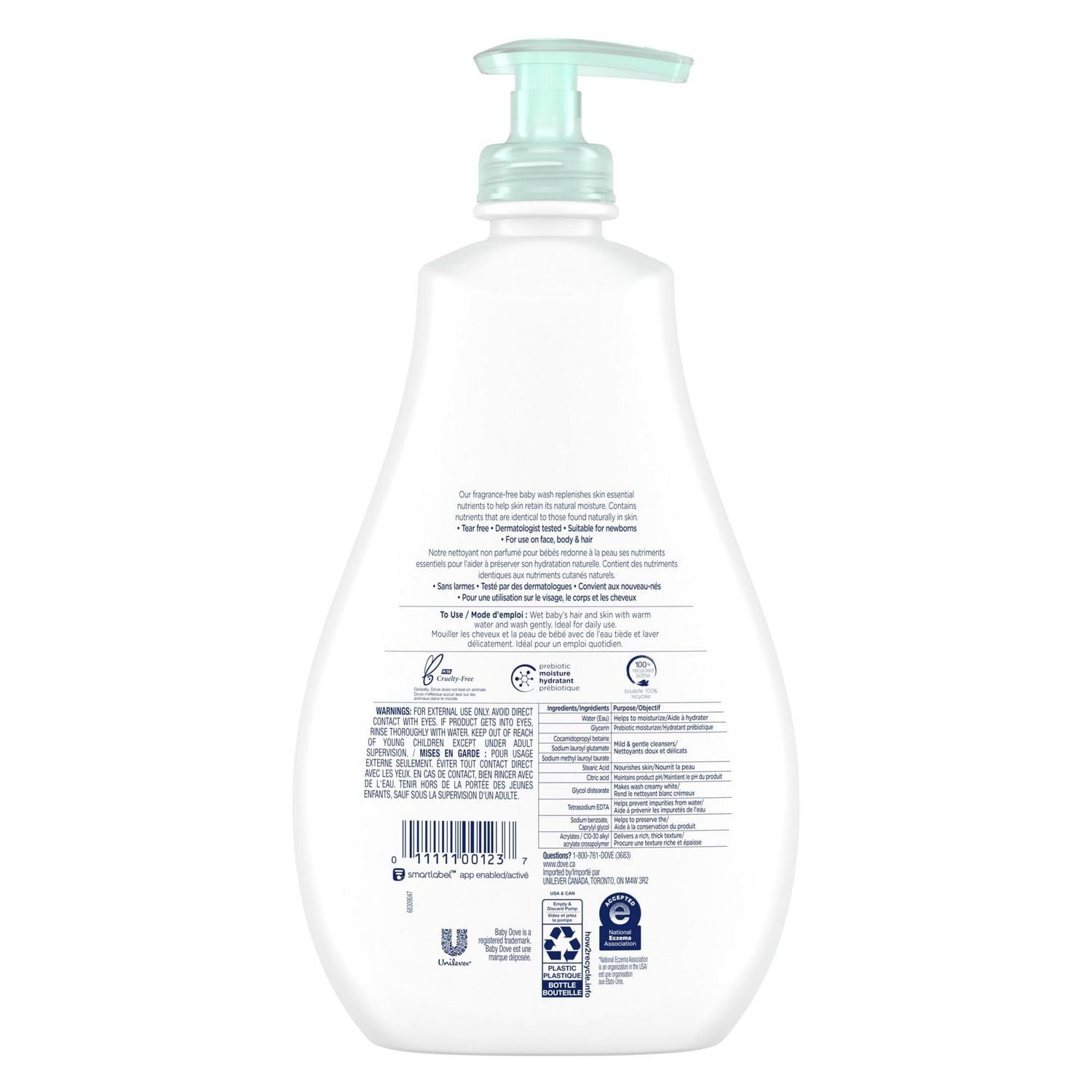 Nettoyant Baby Dove hypoallergénique Hydratation peau sensible Nettoyant pour bébé 591ml