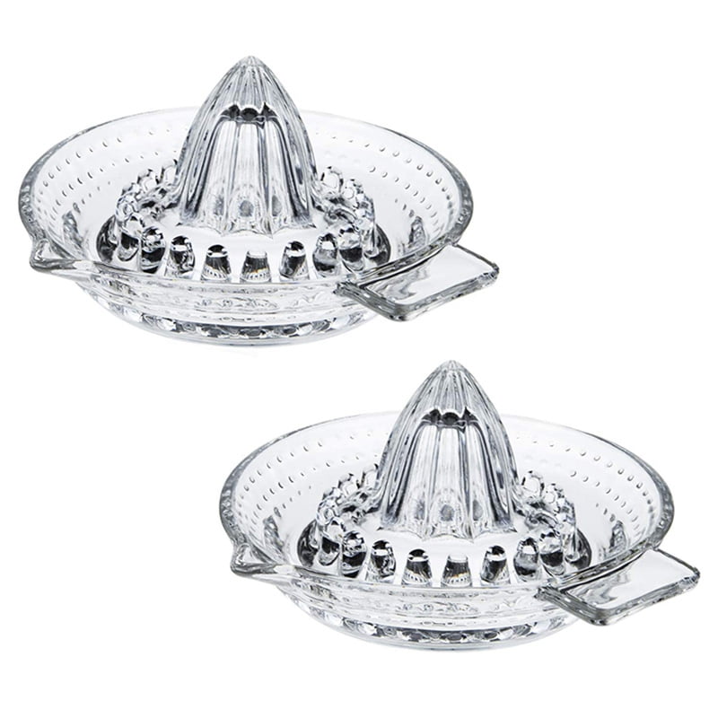 2 Pack Glass Juicer Reamer Squeezer with Handle and Pour Spout, Manual