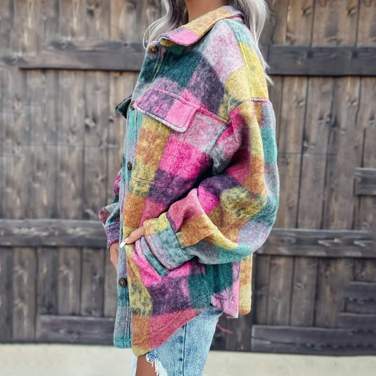 Colorful plaid coat sale