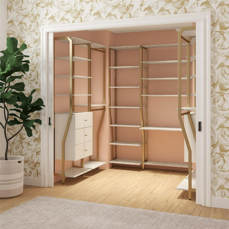 CosmoLiving by Cosmopolitan Gwyneth Closet - Shelves, White Faux