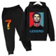 thumbnail image 3 of Conjunto de sudadera y pantalones deportivos para niños, conjunto de 2 piezas para niños y niñas, ropa para niños con estampado de avatar de Ronaldo, 3 of 5