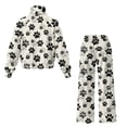 thumbnail image 5 of SCRAWLGOD Paws Print Black Beige Lounge Sets for Women Sweatsuit Turtleneck 2 Piece Outfits Sweatshirt Wide Leg Sweatpants Fashionable Tracksuit Matching Set, M, 5 of 7
