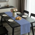 thumbnail image 2 of Dark Blue Striped Table Runner 72 Inches Long, Modern Beige Geometric Country Kitchen Coffee Dining Table Decoration for Home Party Birthday Wedding Home Decor 18x72 Inches, 2 of 8
