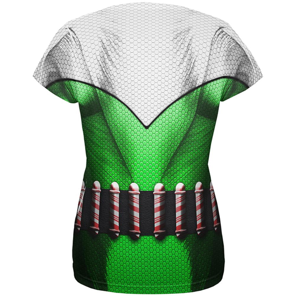 Christmas Superhero Sidekick Elf Costume All Over Womens T Shirt Multi LG
